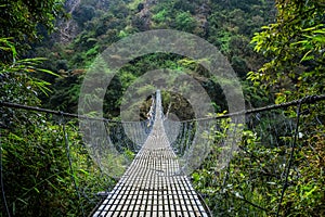Nepal suspension bridge Langtang valley