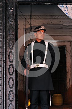 Nepalese guard in front of the Royal Palace