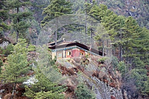 Nepalese guesthouse near Namche Bazaar, Everest trek, Himalayas, Nepal