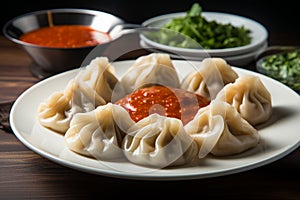 Nepalese Momos On A White Plate