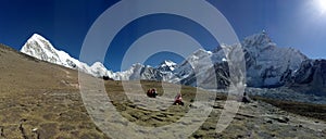 Nepalese Mountain Peaks Area Natural Scene background Blue Sky