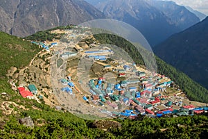 Namche Bazaar town in Khumbu, mountain village on EBC trekking route in Nepal