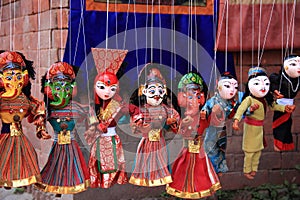 Nepalese puppets in Kathmandu market.