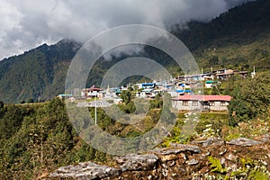 Nepalese traditional forest mountain village, Tarkeyghyang.