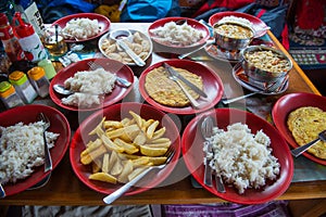 Nepalese trekking food on the mountain