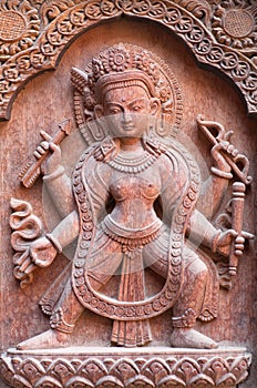 Nepalese wooden carving at the palace in Patan, Nepal