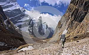 Nepali guide at the modi khola valley nepal photo