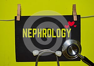 NEPHROLOGY on top of yellow background