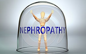 Nephropathy can separate a person from the world and lock in an isolation that limits - pictured as a human figure locked inside a