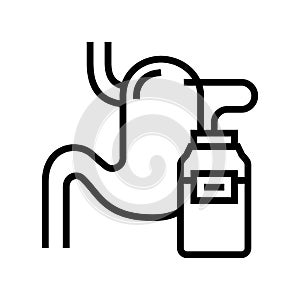 nephrostomy disease, esophagus brought into bag line icon vector illustration