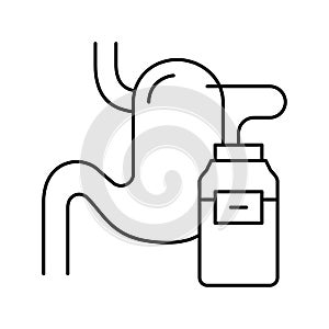 nephrostomy disease, esophagus brought into bag line icon vector illustration