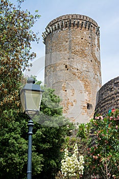 Nepi in Lazio, Italy. Borgia Castle, a 15th-century reconstruction of a feudal manor. It has massive walls and four towers photo