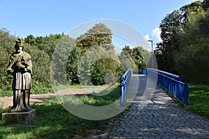 Nepomuk Statue at the Alme Bridge in Paderborn Neuhaus