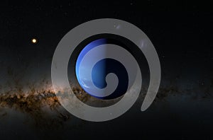 Neptun planet in the solar system - 3d illustration, closeup view photo