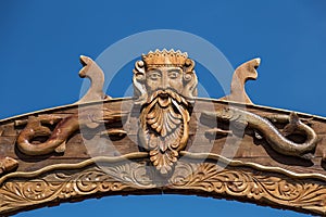 Neptun or Poseidon face head signboard