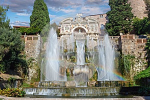 The Neptune Fountain in the beautiful gardens of Villa D\'Este, Lazio, Tivoli