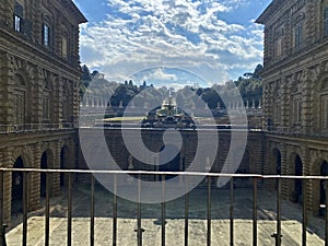 Neptune fountain in the center of the Boboli Gardens.