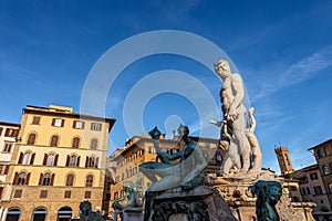 Neptune Fountain in Florence Downtown - Piazza della Signoria Tuscany Italy
