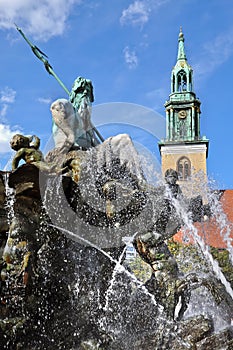 Neptune Fountain & Marienkirche, Berlin photo