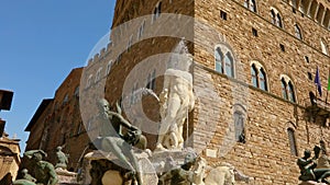 Neptune Fountain near The Palazzo Vecchio Florence, Italy. town hall of Florence. Signoria Square