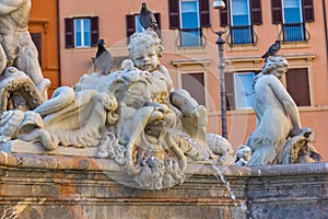 Neptune fountain in Piazza Navona, Rome.