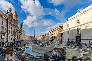 Neptune Fountain on Piazza Navona in Rome, Italy