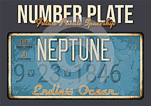 Neptune Number Plate, Original Vector Label