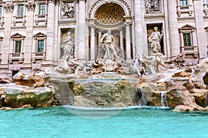 Neptune Nymphs Statues Trevi Fountain Rome Italy