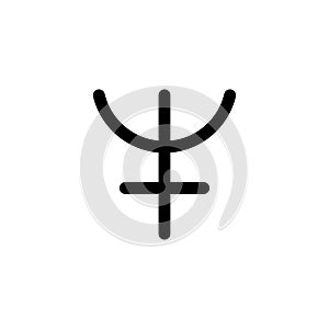 Neptune planet symbol. Vector sign. Astrological calendar. Zodiacal black and white horoscope. Outline illustration. Jyotisha. photo