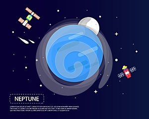 Neptune and Pluto of solar system i illustration design