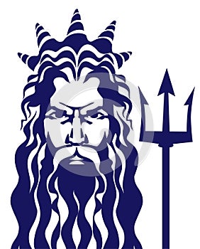 Neptune poseidon with trident vector illustration
