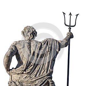 Neptune`s back Poseidon`s. The ancient statue of the god of the seas and oceans. Famous tourist attraction.