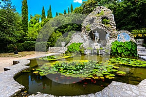 Neptune's fountain and lily pond at Trsteno, Croatia