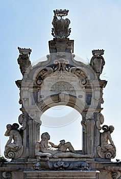 Neptune Sculpture and Arch, sea-front Posillipo, Naples, Italy photo