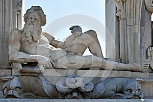 Neptune Sculpture at sea-front Posillipo, Naples, Italy