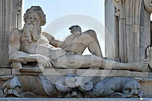 Neptune Sculpture at sea-front Posillipo, Naples, Italy photo