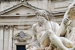 Neptune statue and the building of the church Sant'Agnese in Agone, Rome