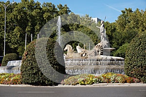 Neptune Statue in Downtown Madrid Spain