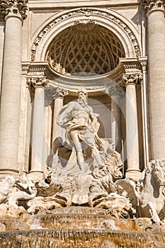 Neptune statue of the Trevi Fountain in Rome Italy