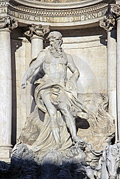 Neptune of Trevi Fountain in Rome, Italy