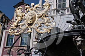 Neptunes fountain details in Gdansk