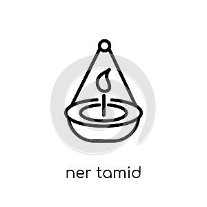 Ner Tamid icon. Trendy modern flat linear vector Ner Tamid icon