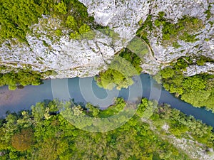 Nera River Gorges in Banat, south-western Romania, high up in th