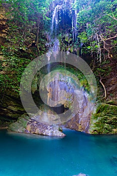 Neraida waterfalls in Kythera island in Greece