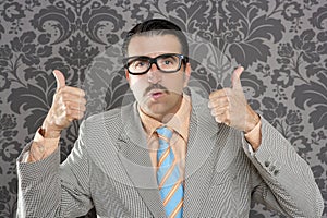 Nerd businessman ok positive hand gesture