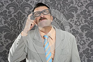 Nerd businessman pensive gesture silly funny retro