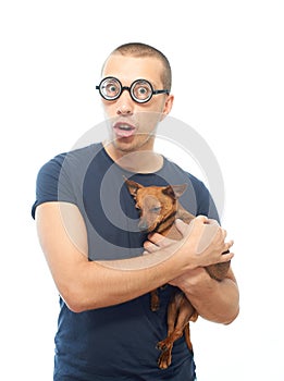 Nerd and dog