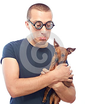 Nerd and dog