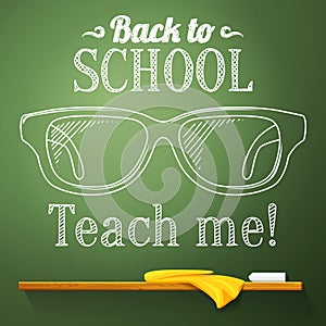 Nerd glasses on the chalkboard with back to school