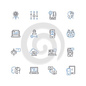 Nerd herd line icons collection. Geeks, Dorks, Brainiacs, Socially Awkward, Misfits, Techies, Introverts vector and